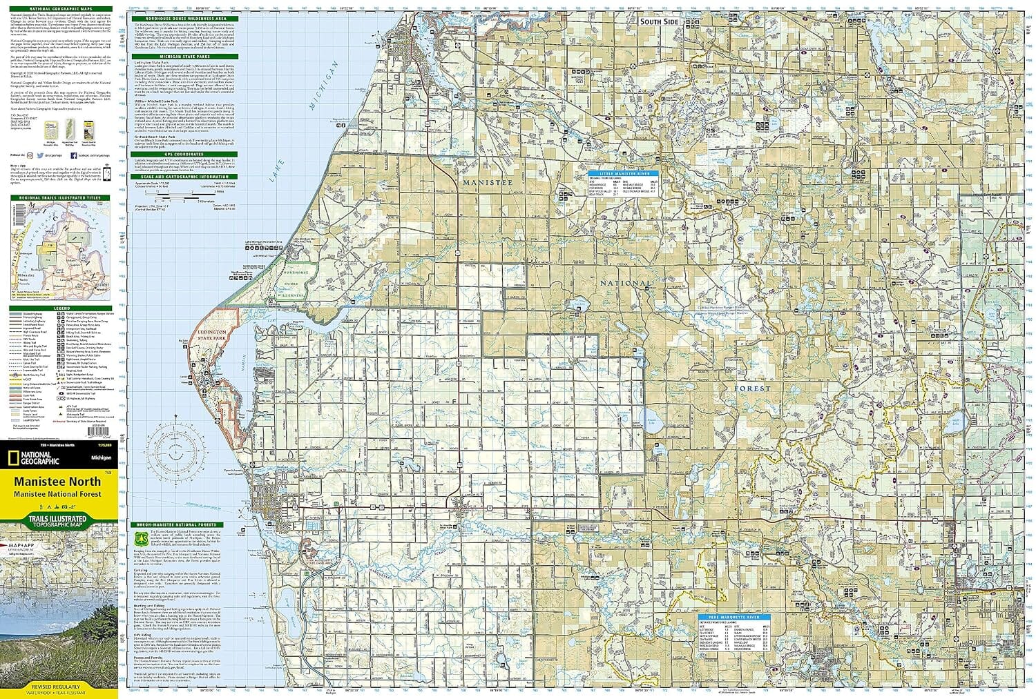 Carte de randonnée n° 758 - Forêt nationale de North Manistee (Michigan) | National Geographic carte de randonnée National Geographic 
