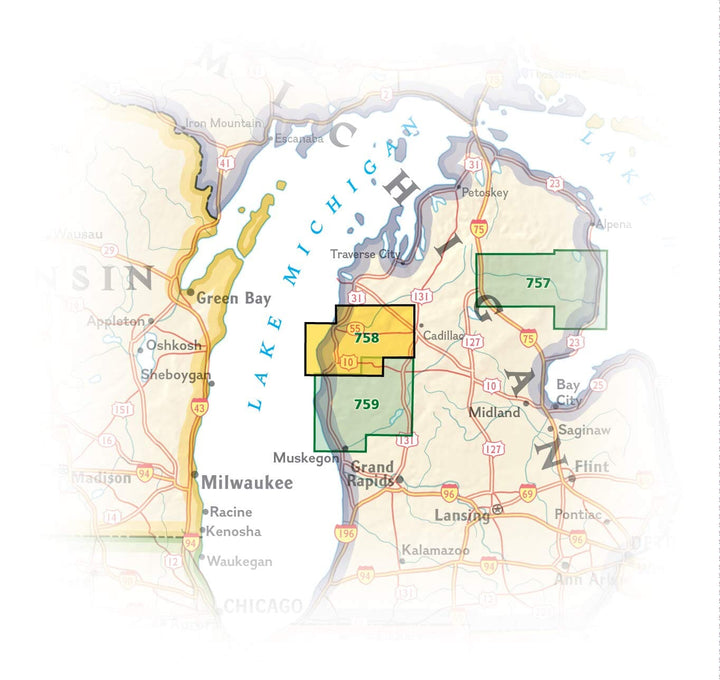 Carte de randonnée n° 758 - Forêt nationale de North Manistee (Michigan) | National Geographic carte de randonnée National Geographic 