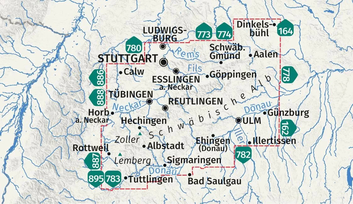 Carte de randonnée n° 767 - Jura souabe, lot de 4 cartes (Allemagne) | Kompass carte de randonnée Kompass