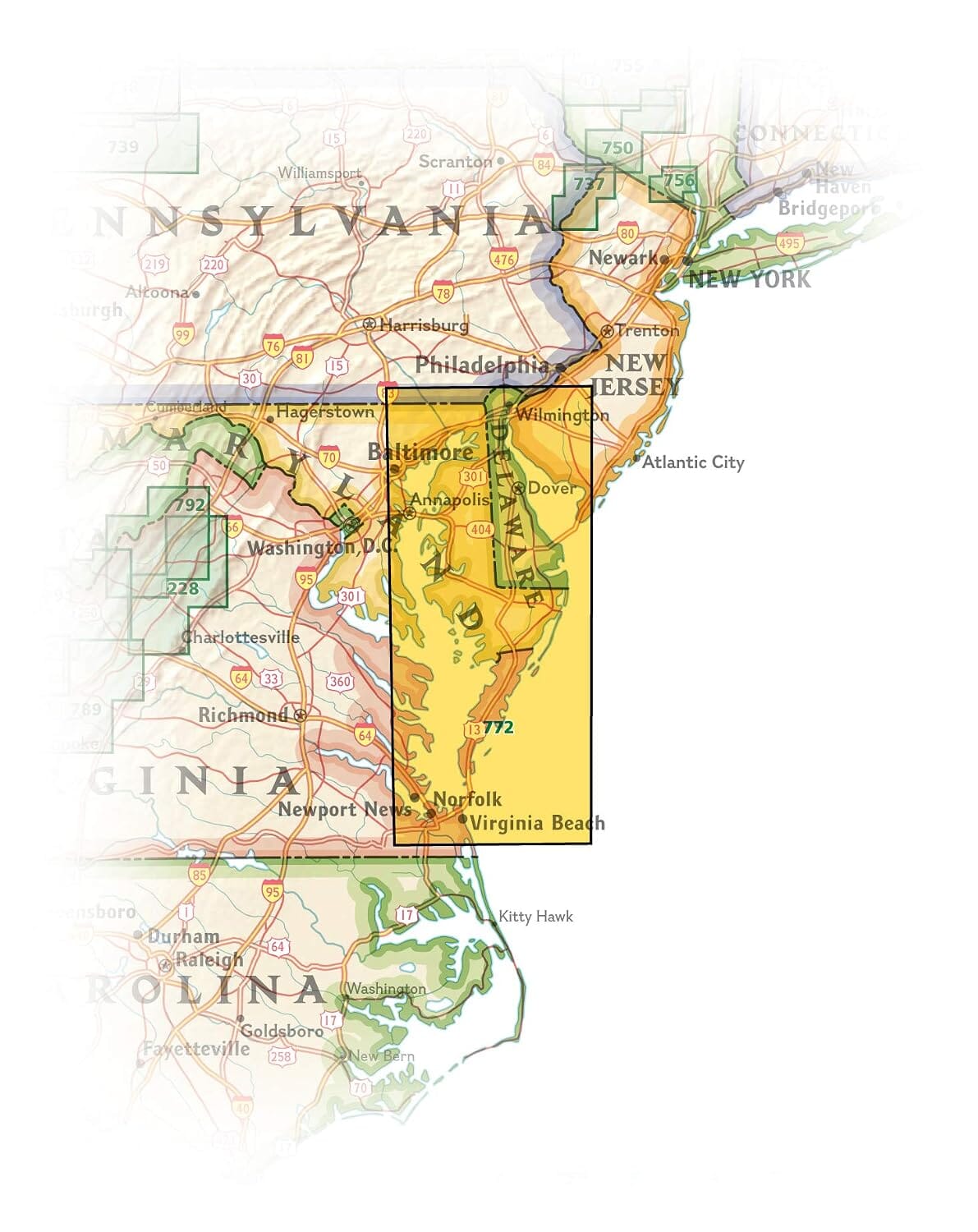 Carte de randonnée n° 772 - Delmarva Peninsula (Delaware, Maryland, Virginie) | National Geographic carte de randonnée National Geographic 