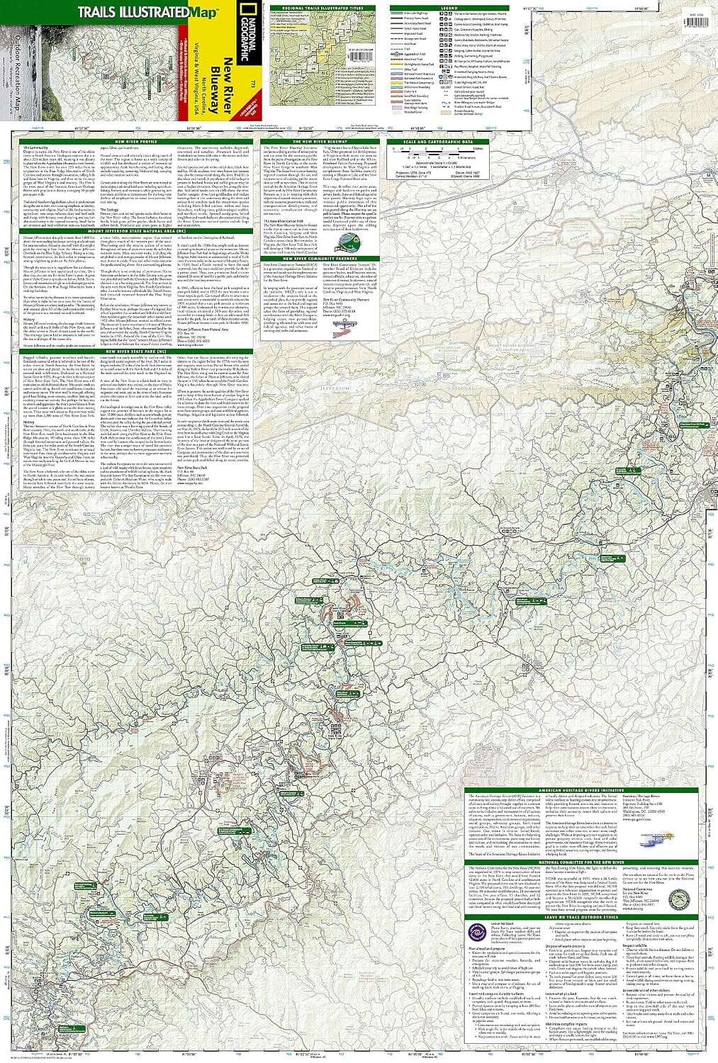 Carte de randonnée n° 773 - New River Blueway (Caroline du Nord, Virginie) | National Geographic carte de randonnée National Geographic 