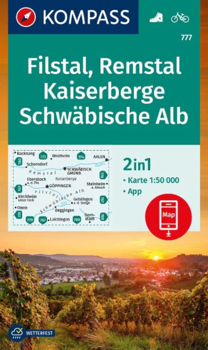 Carte de randonnée n° 777 - Filstal, Remstal, Kaiserberge, Schwäbische Alb (Allemagne) | Kompass carte de randonnée Kompass