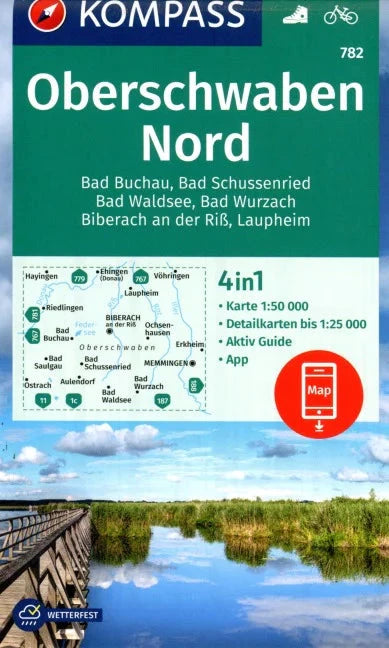 Carte de randonnée n° 782 - Oberschwaben Nord (Allemagne) | Kompass carte de randonnée Kompass 