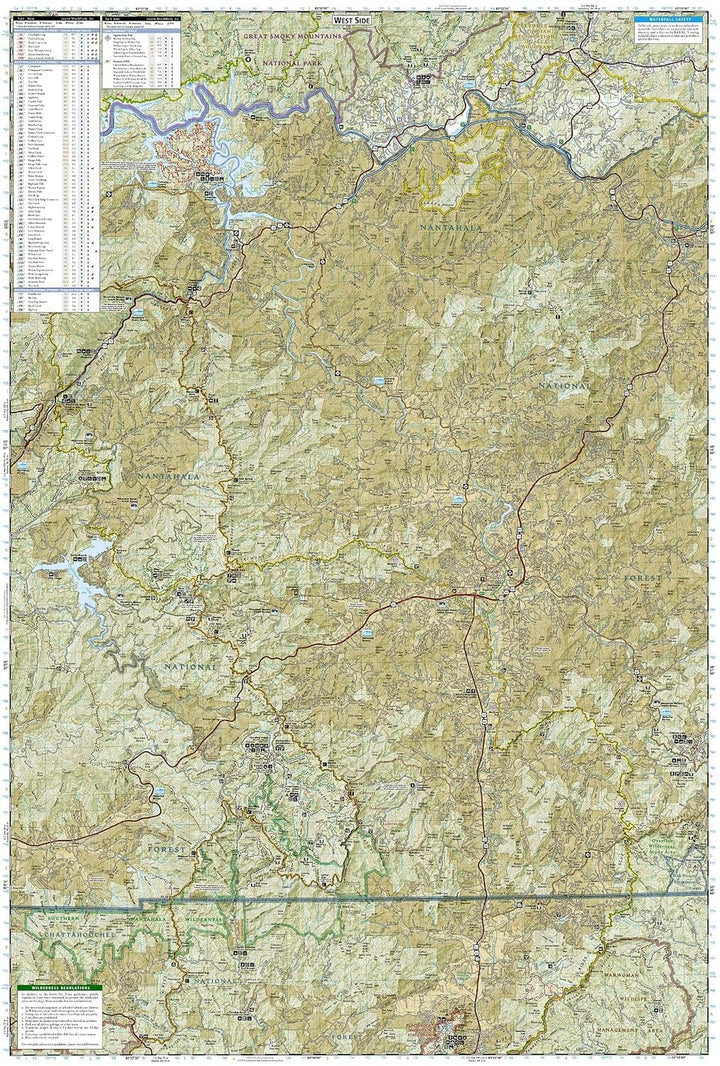 Carte de randonnée n° 785 - Gorges de Nantahala et Cullasaja, forêt nationale de Nantahanla (Caroline du Nord) | National Geographic carte de randonnée National Geographic 