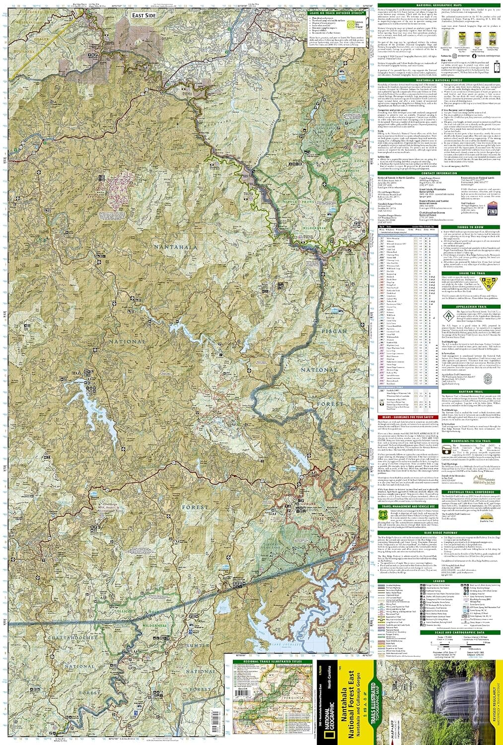Carte de randonnée n° 785 - Gorges de Nantahala et Cullasaja, forêt nationale de Nantahanla (Caroline du Nord) | National Geographic carte de randonnée National Geographic 