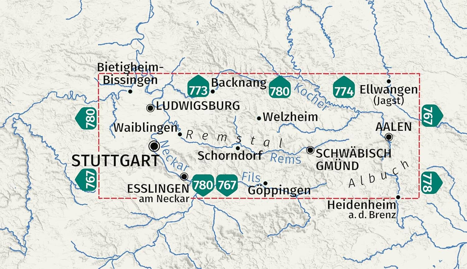 Carte de randonnée n° 785 - Remstal, Stutgart, avec Remstalweg (Allemagne) | Kompass carte de randonnée Kompass 