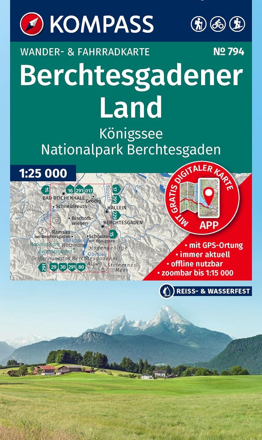 Carte de randonnée n° 794 - Parc national de Berchtesgaden (Allemagne) | Kompass carte de randonnée Kompass 