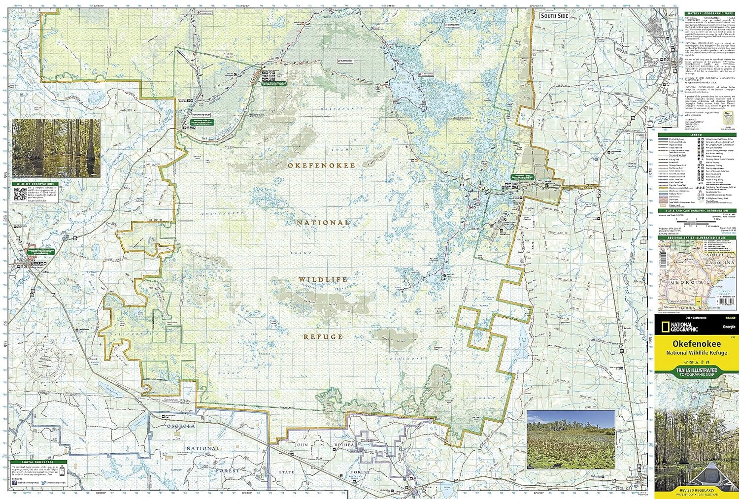 Carte de randonnée n° 795 - Okefenokee National Wildlife Refuge (Géorgie, USA) | National Geographic carte de randonnée National Geographic 