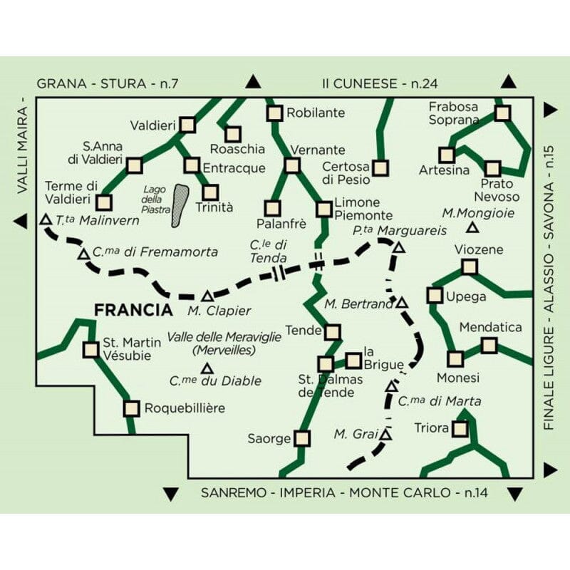 Carte de randonnée n° 8 - Alpi Marittime e Liguri | Istituto Geografico Centrale - 1/50 000 carte de randonnée Istituto Geografico Centrale 