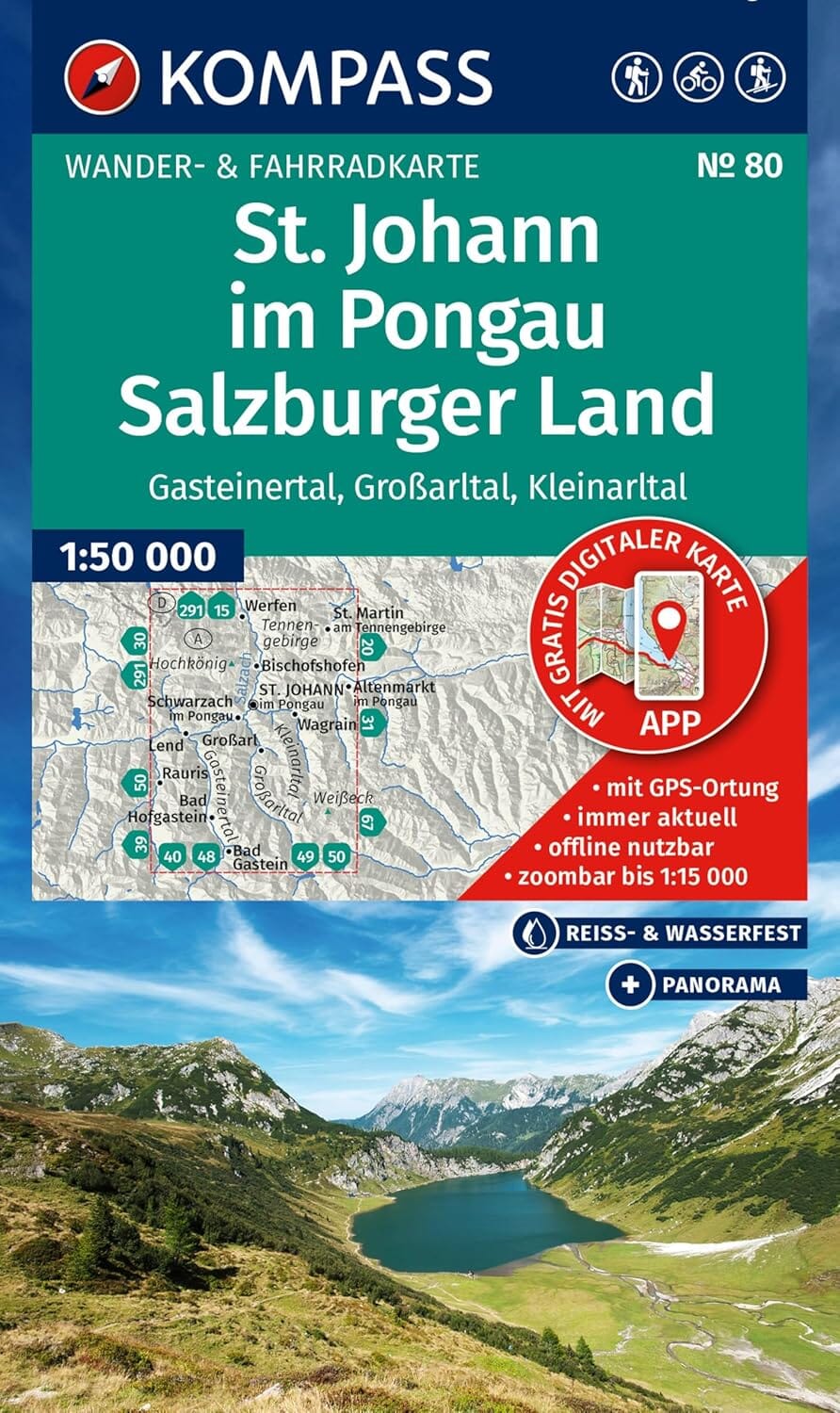 Carte de randonnée n° 80 - St-Johann, Salzburger Land (Autriche) | Kompass carte de randonnée Kompass