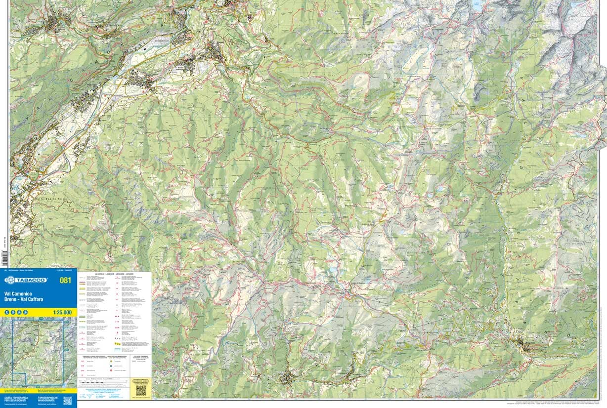 Carte de randonnée n° 81 - Val Camonica, Breno, Val Caffaro (Italie) | Tabacco carte de randonnée Tabacco