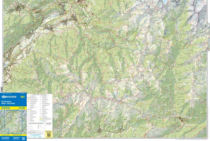 Carte de randonnée n° 81 - Val Camonica, Breno, Val Caffaro (Italie) | Tabacco carte pliée Tabacco 