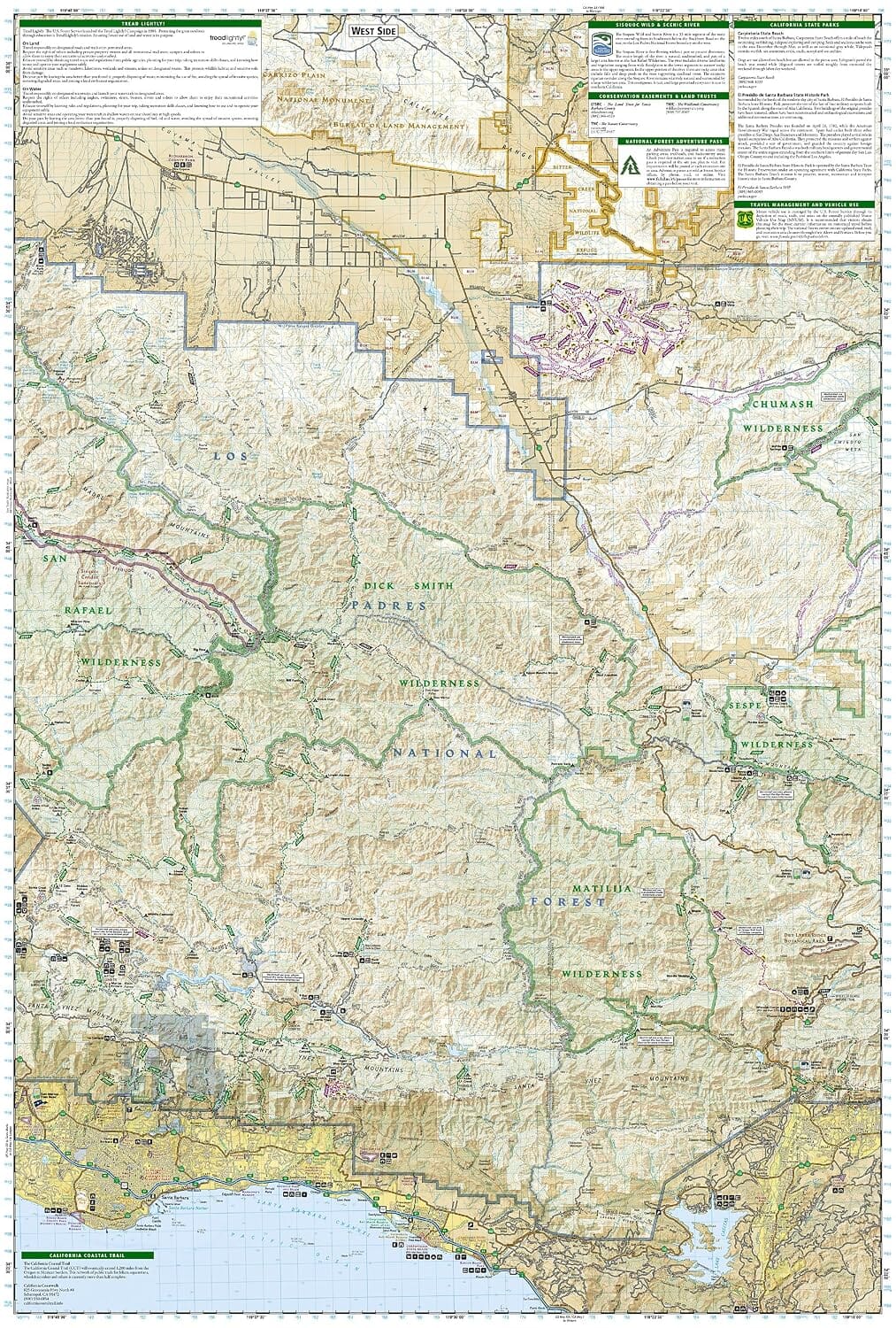 Carte de randonnée n° 812 - Los Padres National Forest, Est (Californie) | National Geographic carte de randonnée National Geographic 
