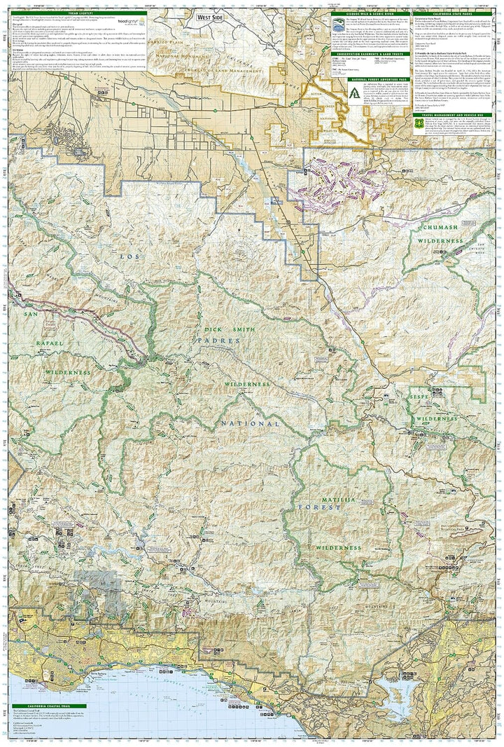 Carte de randonnée n° 812 - Los Padres National Forest, Est (Californie) | National Geographic carte de randonnée National Geographic 