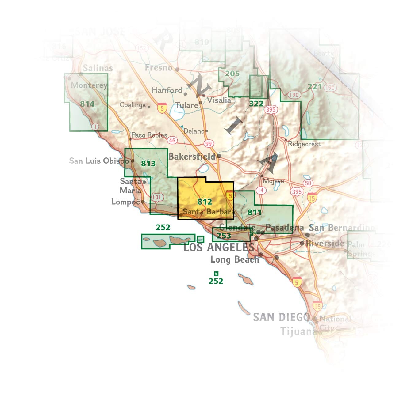 Carte de randonnée n° 812 - Los Padres National Forest, Est (Californie) | National Geographic carte de randonnée National Geographic 