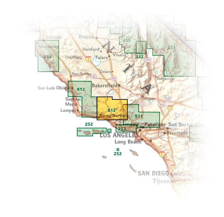 Carte de randonnée n° 812 - Los Padres National Forest, Est (Californie) | National Geographic carte de randonnée National Geographic 