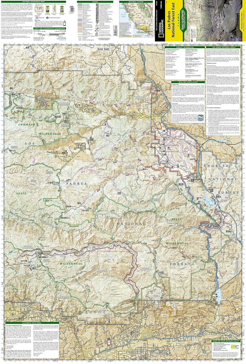 Carte de randonnée n° 812 - Los Padres National Forest, Est (Californie) | National Geographic carte de randonnée National Geographic 