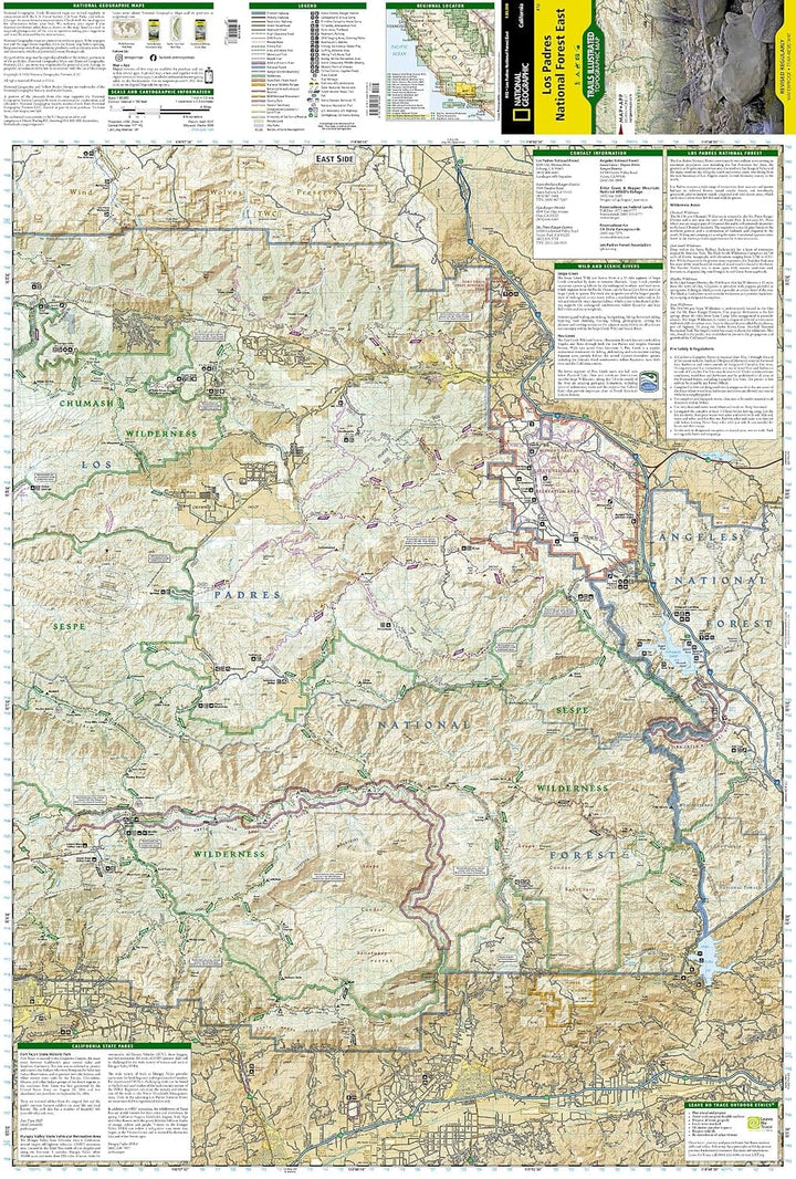 Carte de randonnée n° 812 - Los Padres National Forest, Est (Californie) | National Geographic carte de randonnée National Geographic 
