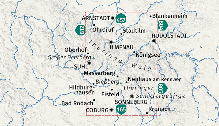 Carte de randonnée n° 813 - Forêt de Thuringe Est (Allemagne) | Kompass carte de randonnée Kompass