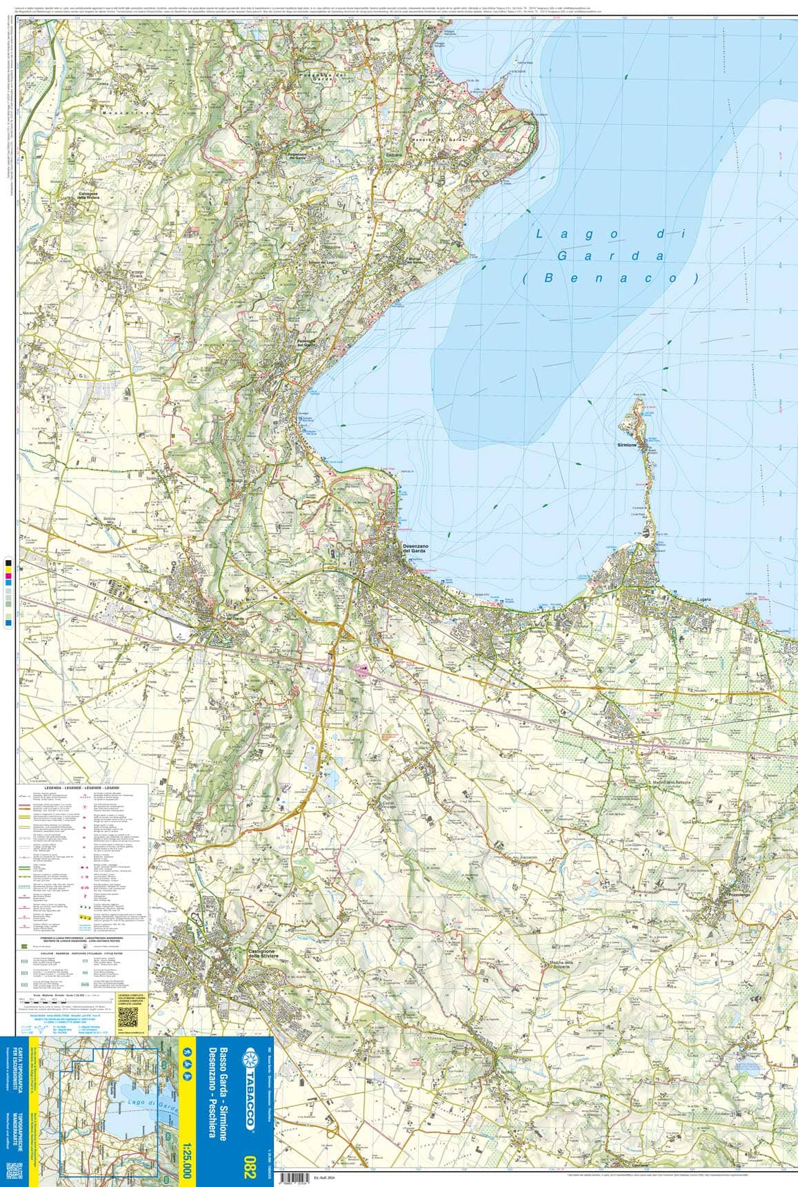Carte de randonnée n° 82 - Basso Garda, Sirmione, Desenzano, Peschiera (Italie) | Tabacco carte de randonnée Tabacco