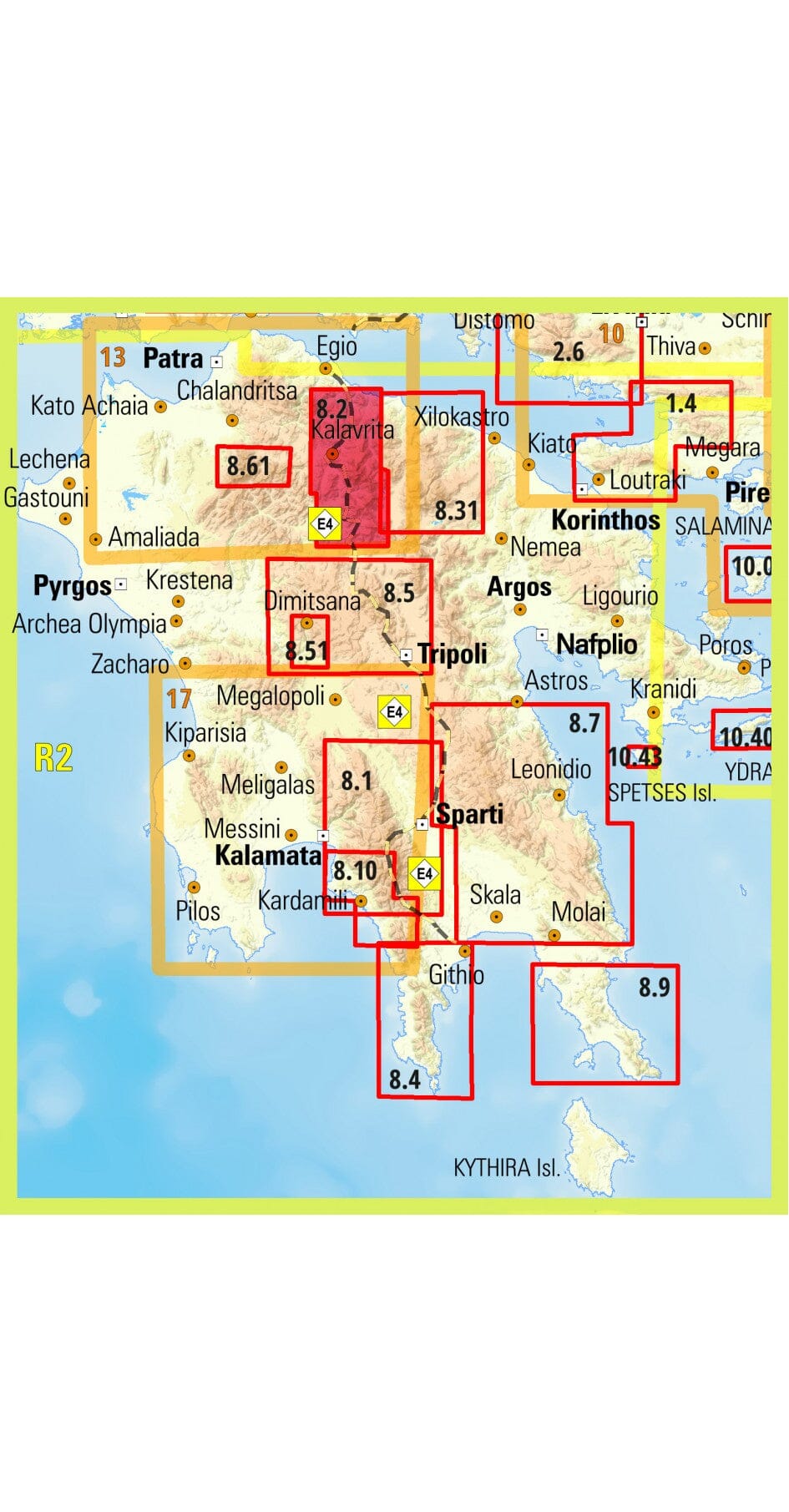 Carte de randonnée n° 8.2 - Mont Chelmos, Vouraikos | Anavasi carte de randonnée Anavasi 