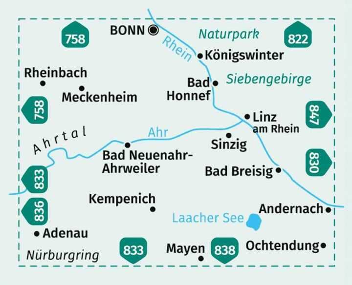 Carte de randonnée n° 820 - Bonn - Ahrtal (Allemagne) | Kompass carte de randonnée Kompass
