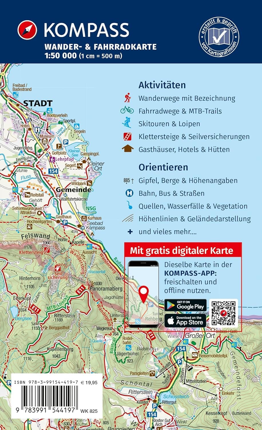 Carte de randonnée n° 825 - Saarland (Allemagne) | Kompass carte de randonnée Kompass 
