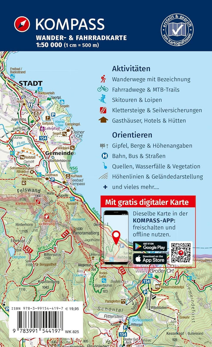Carte de randonnée n° 825 - Saarland (Allemagne) | Kompass carte de randonnée Kompass 