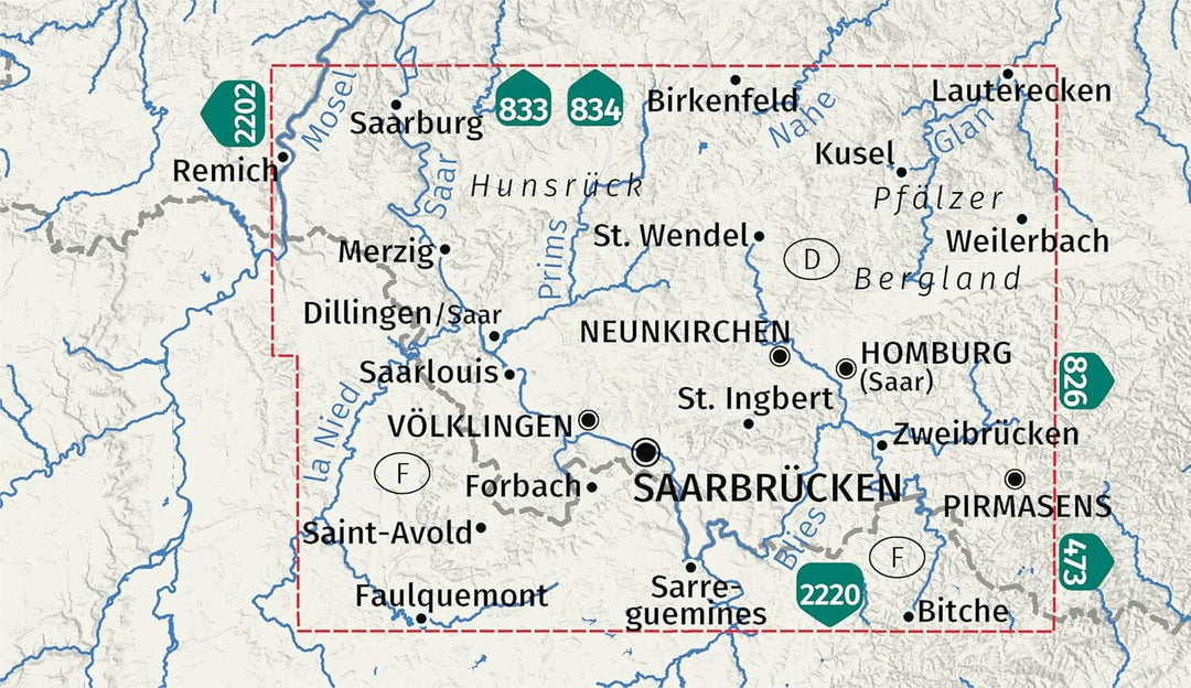 Carte de randonnée n° 825 - Saarland (Allemagne) | Kompass carte de randonnée Kompass 