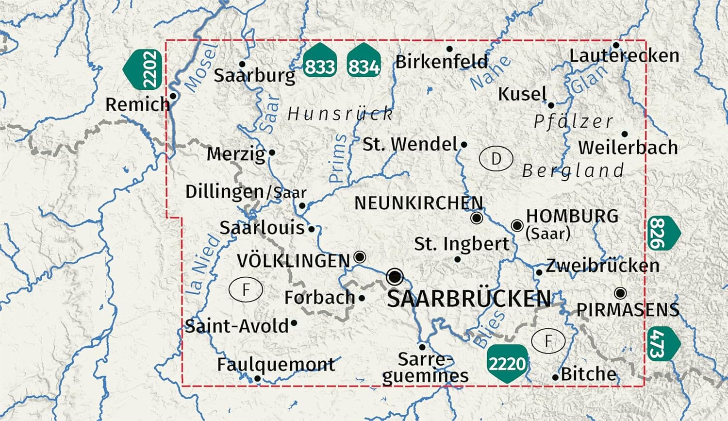 Carte de randonnée n° 825 - Saarland (Allemagne) | Kompass carte de randonnée Kompass 