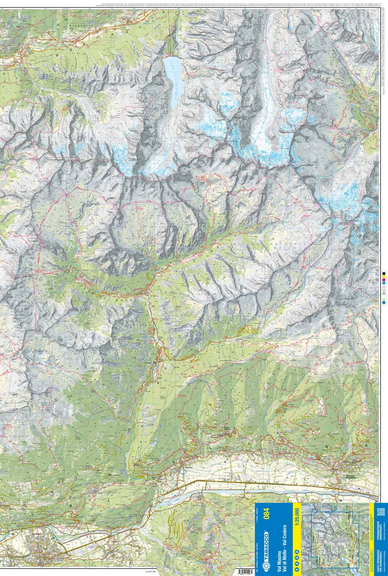 Carte de randonnée n° 84 - Val Masino, Val di Mello, Val Coderara (Italie) | Tabacco carte de randonnée Tabacco