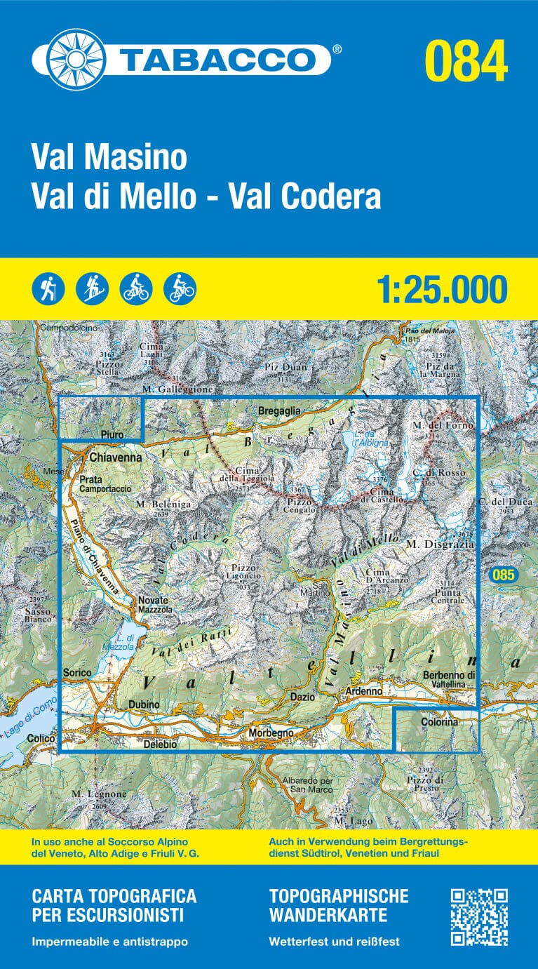 Hiking map No. 84 - Val Masino, Val di Mello, Val Coderara (Italy) | T ...