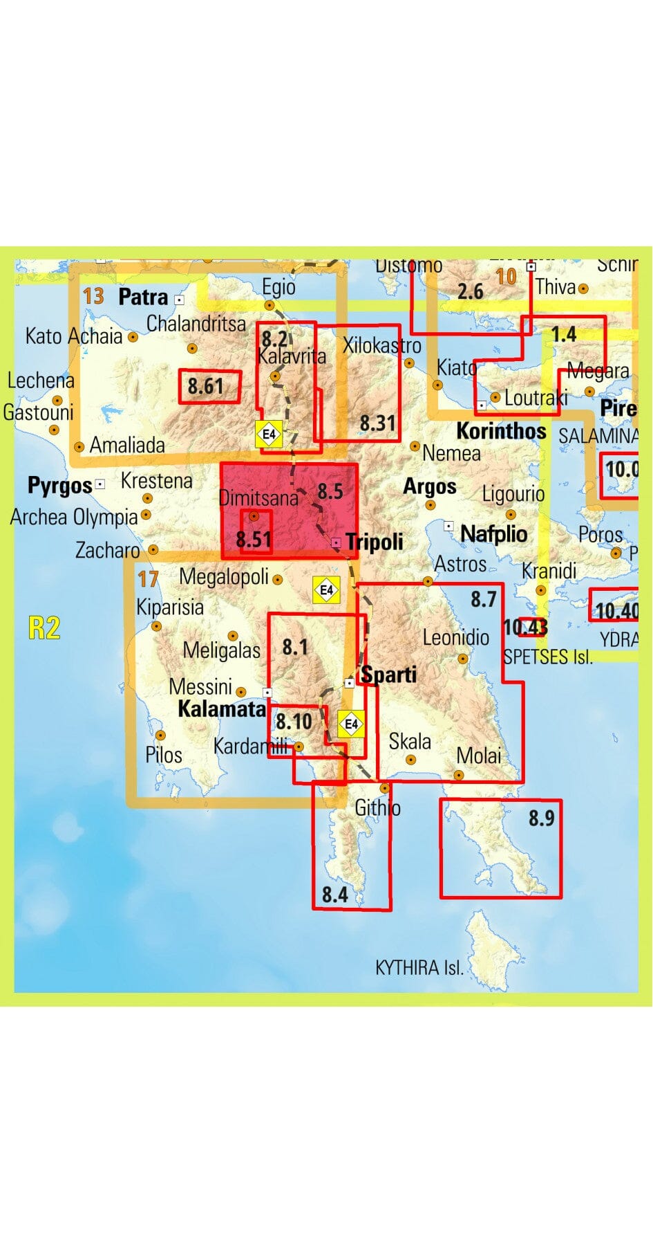 Carte de randonnée n° 8.5 - Mainalo, Artemisio | Anavasi carte de randonnée Anavasi 