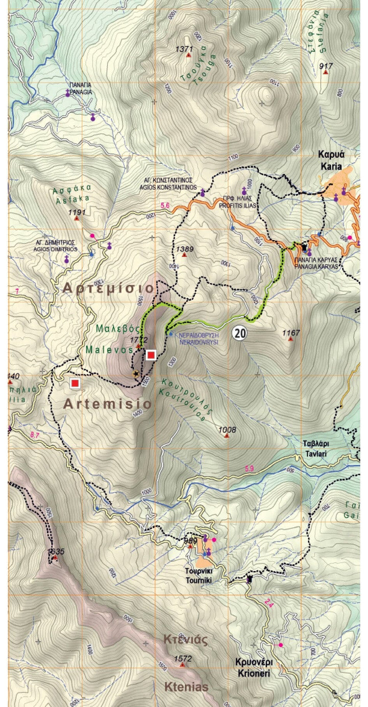 Carte de randonnée n° 8.5 - Mainalo, Artemisio | Anavasi carte de randonnée Anavasi 