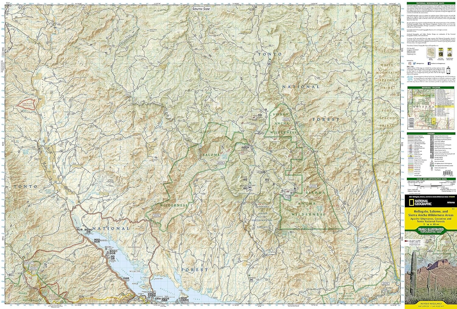 Carte de randonnée n° 852 - Hellsgate, Salome & Sierra Ancha Wilderness Areas - Apache - Sitgreaves, Coconino & Tonto National Forest (Arizona) | National Geographic carte de randonnée National Geographic 