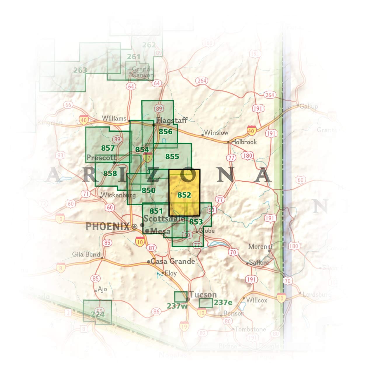 Carte de randonnée n° 852 - Hellsgate, Salome & Sierra Ancha Wilderness Areas - Apache - Sitgreaves, Coconino & Tonto National Forest (Arizona) | National Geographic carte de randonnée National Geographic 