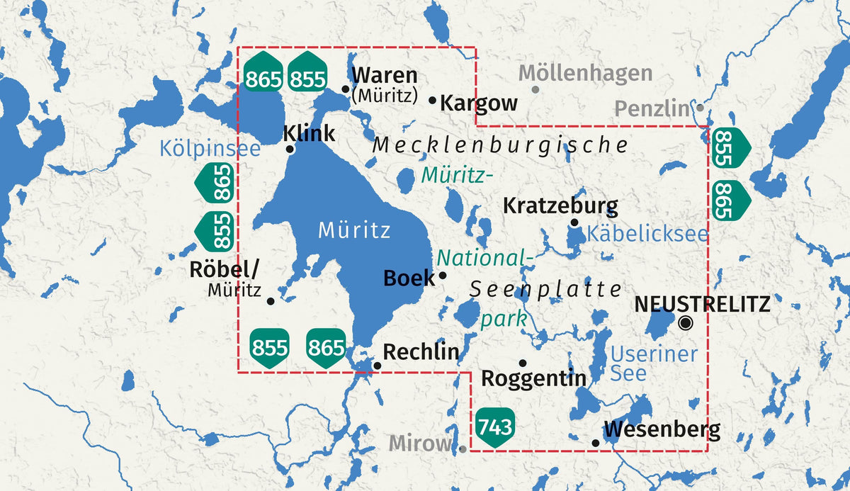 Carte de randonnée n° 853 - Müritz National park (Allemagne) | Kompass - 1:25 000 carte de randonnée Kompass 