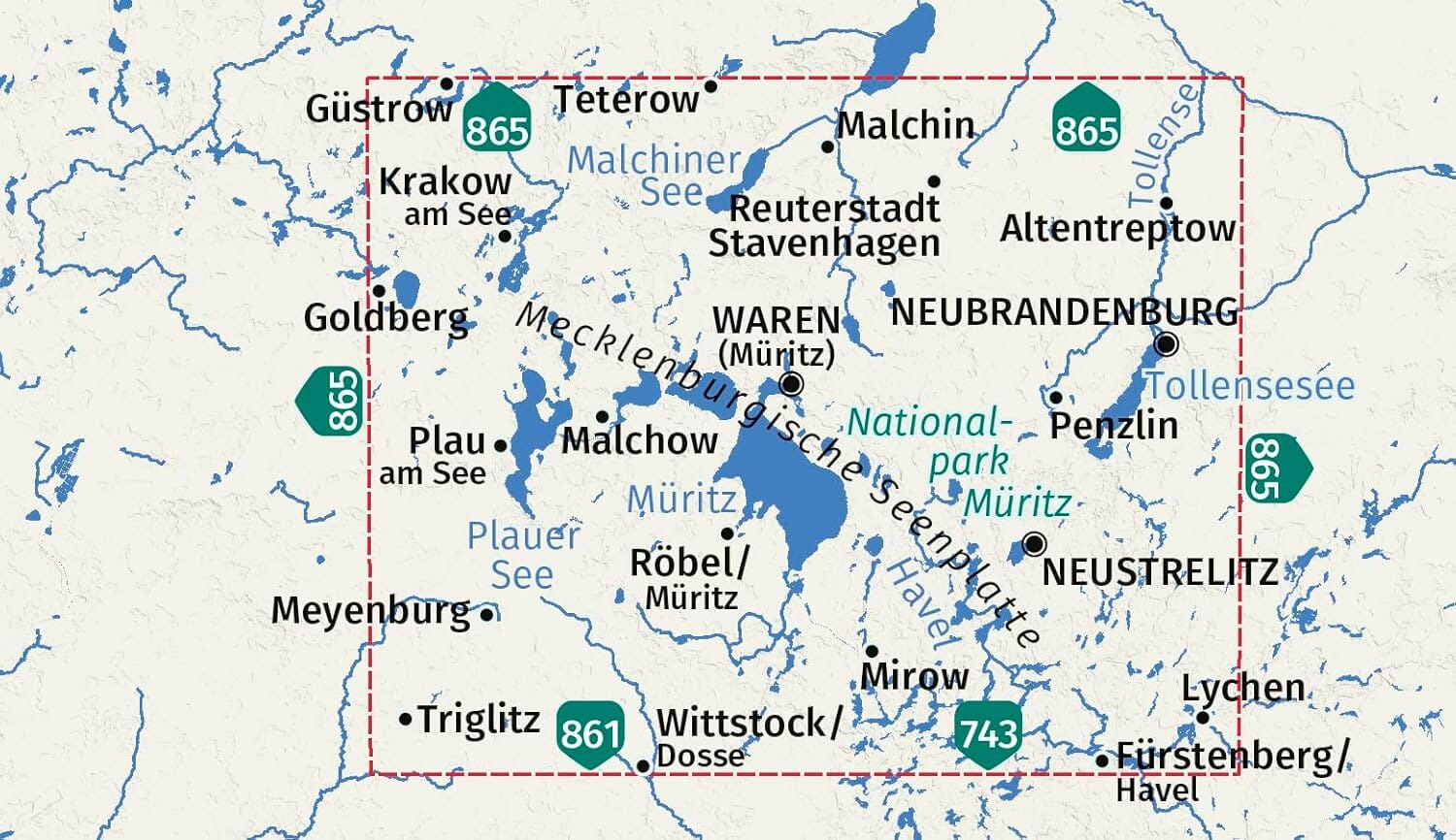 Carte de randonnée n° 855 - Müritz (Allemagne) | Kompass carte de randonnée Kompass