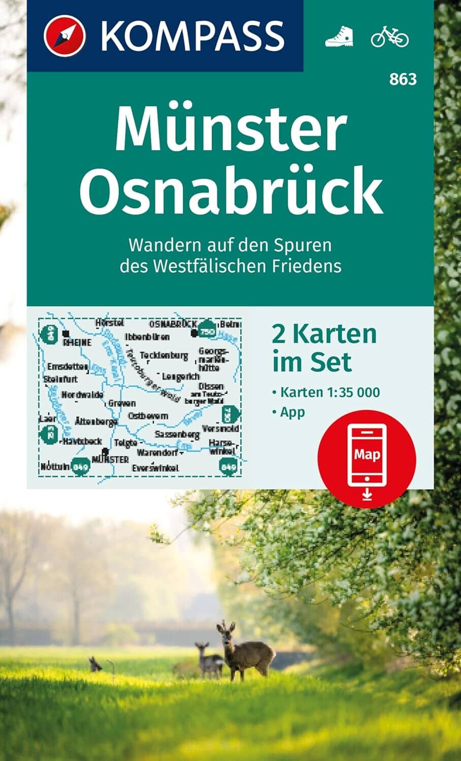 Carte de randonnée n° 863 - Münster, Osnabrück (Allemagne) | Kompass carte de randonnée Kompass