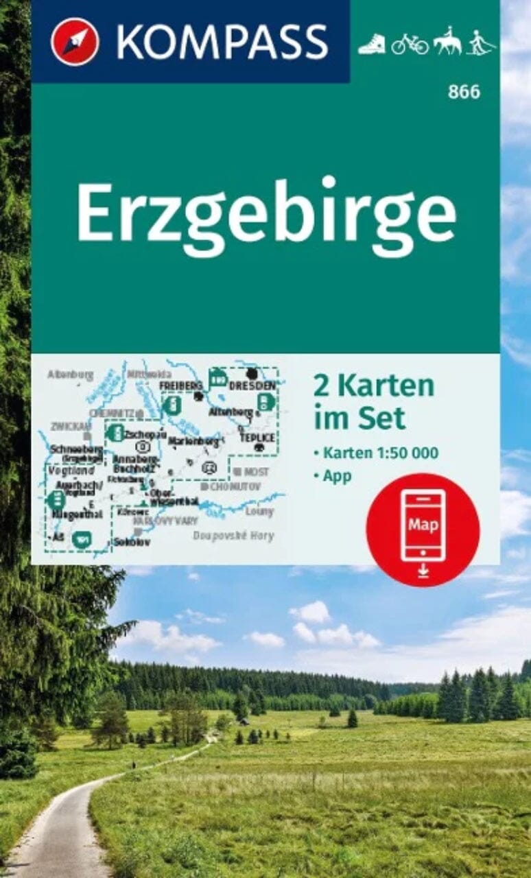 Carte de randonnée n° 866 - Erzgebirge (Allemagne) | Kompass carte de randonnée Kompass 