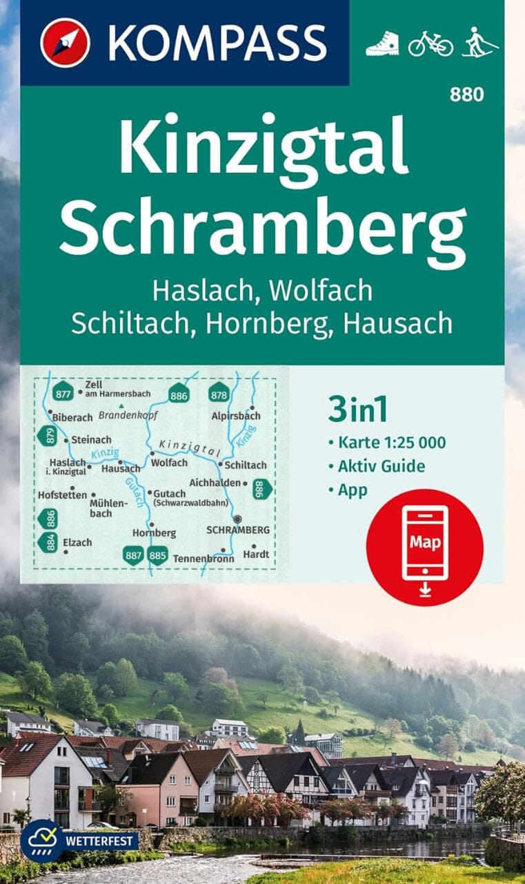 Carte de randonnée n° 880 - Kinzigtal Schramberg + Aktiv Guide (Allemagne) | Kompass carte de randonnée Kompass