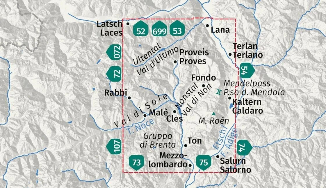 Carte de randonnée n° 95 - Nonstal, Val di Non, Mendelpass (Trentin-Haut-Adige) | Kompass carte de randonnée Kompass 
