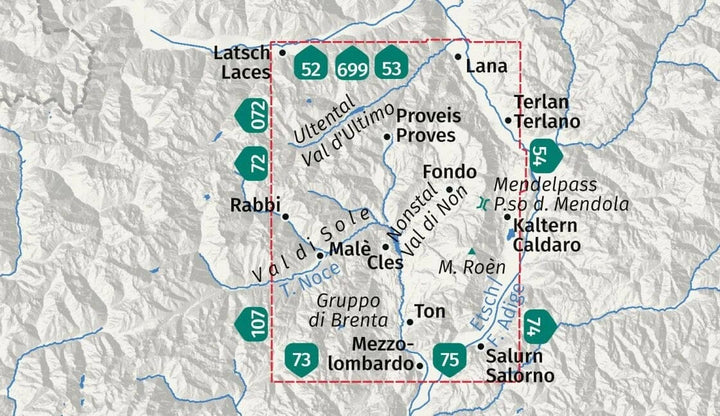 Carte de randonnée n° 95 - Nonstal, Val di Non, Mendelpass (Trentin-Haut-Adige) | Kompass carte de randonnée Kompass 