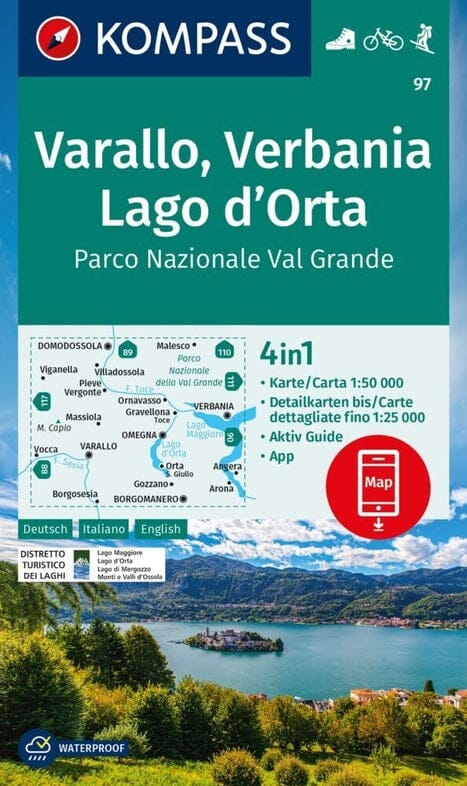 Carte de randonnée n° 97 - Varallo, Verbania, Lago d'Orta (Italie) | Kompass carte de randonnée Kompass