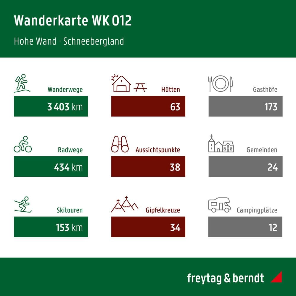 Carte de randonnée n° WK012 - Hohe Wand, Gutensteiner Alpen, Piestingtal, Triestingtal (Alpes autrichiennes) | Freytag & Berndt carte pliée Freytag & Berndt 