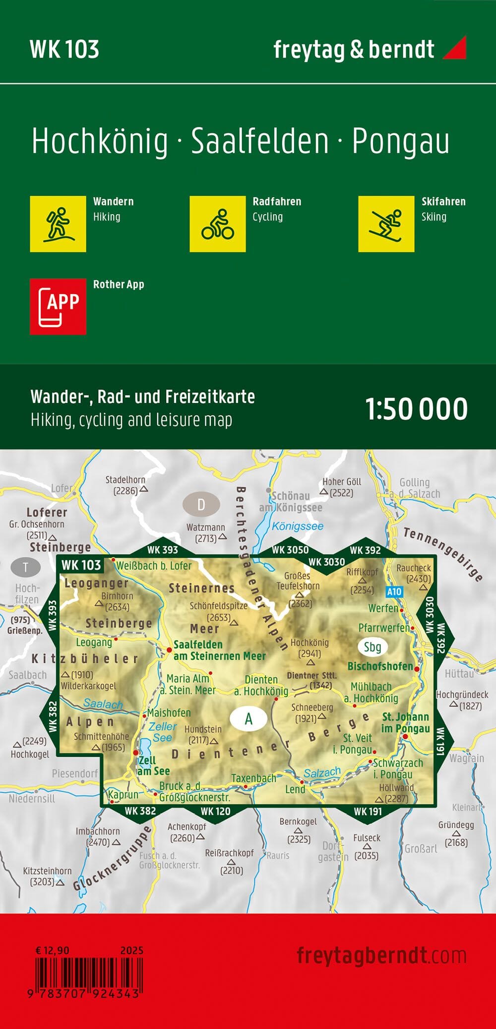 Carte de randonnée n° WK103 - Hochkönig, Saalfelden, Pongau (Alpes autrichiennes) | Freytag & Berndt carte de randonnée Freytag & Berndt 