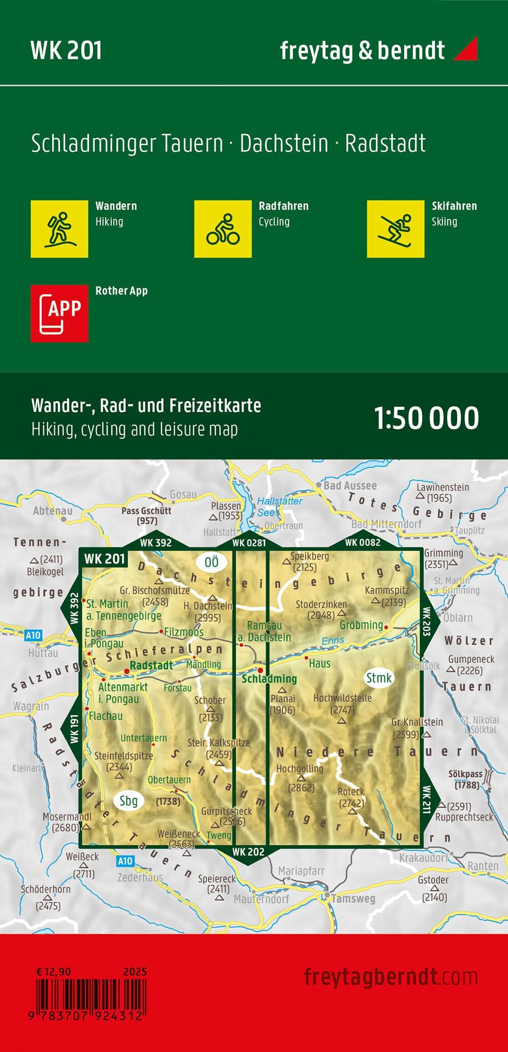 Carte de randonnée n° WK201 - Schladminger Tauern, Radstadt, Dachstein (Alpes autrichiennes) | Freytag & Berndt carte de randonnée Freytag & Berndt
