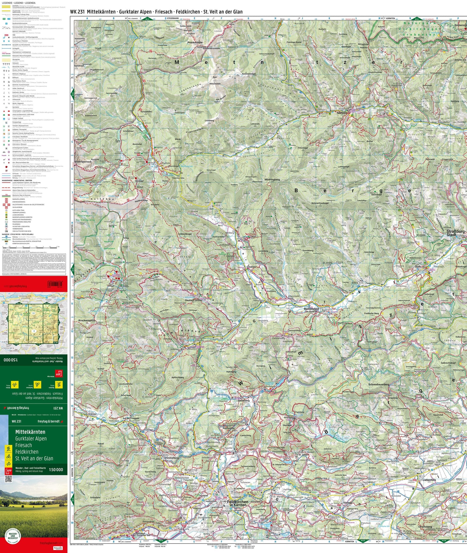 Carte de randonnée n° WK231 - Mittelkärnten - Gurlktaler Alpen - Friesach - Feldkirchen (Alpes autrichiennes)| Freytag & Berndt carte de randonnée Freytag & Berndt 
