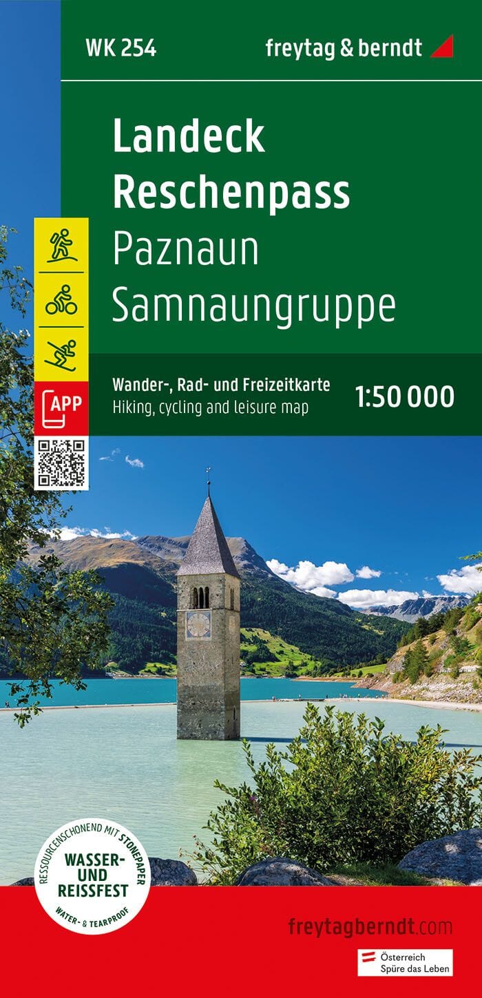 Carte de randonnée n° WK254 - Landeck, Reschenpass, Samnaun Alps, Paznaun (Tyrol, Tyrol du Sud) | Freytag & Berndt carte pliée Freytag & Berndt 