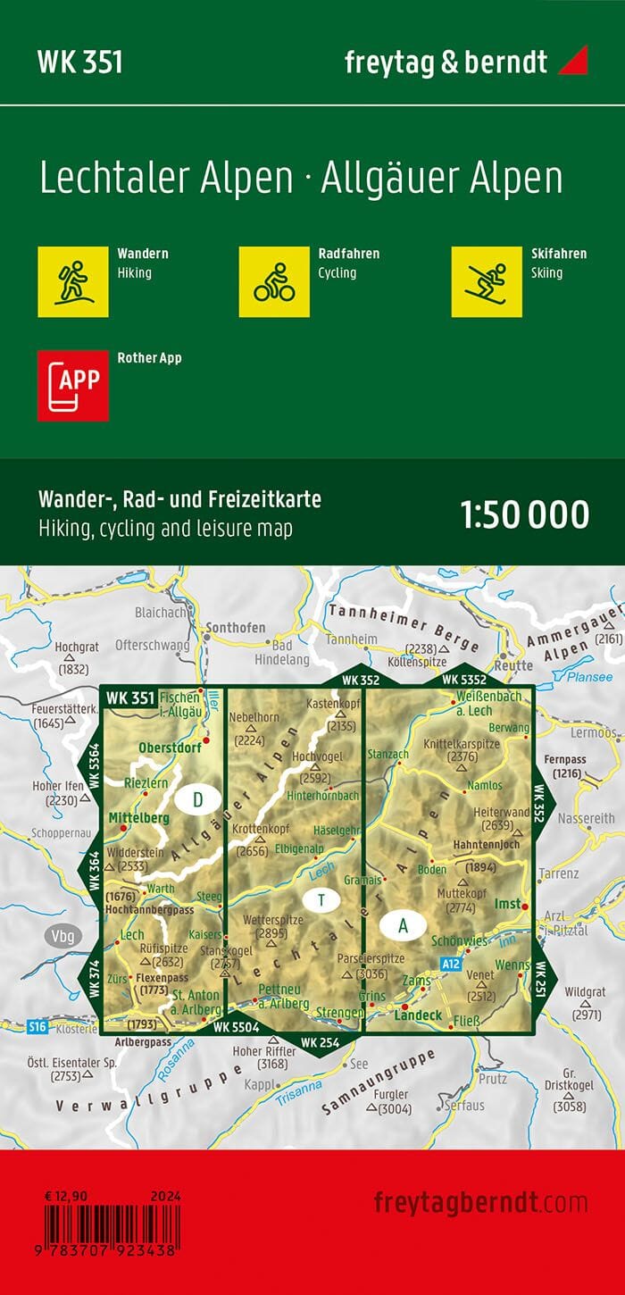 Carte de randonnée n° WK351 - Lechtaler - Allgäuer Alpen (Tyrol) | Freytag & Berndt carte de randonnée Freytag & Berndt
